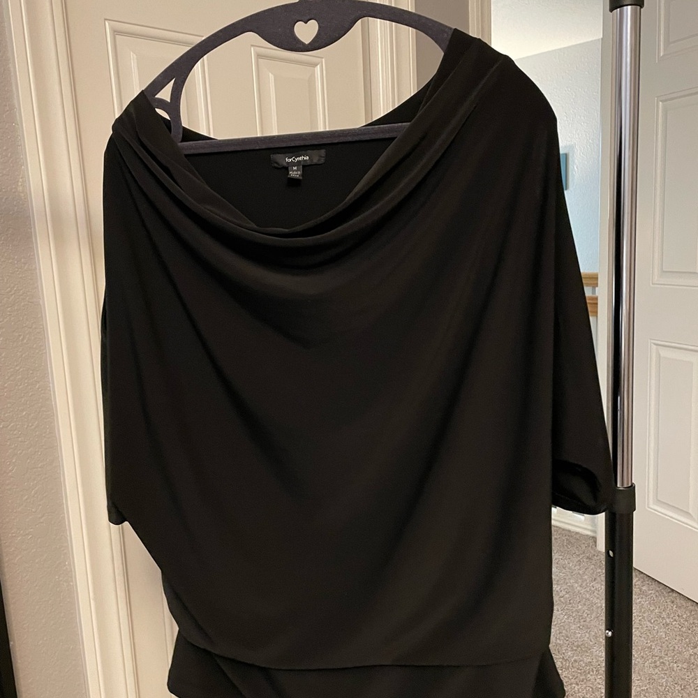 Scoop neck, cold shoulder blouse